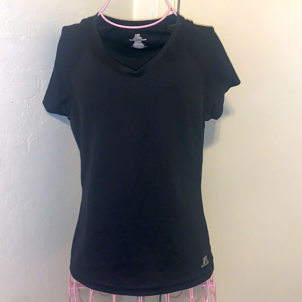 Women's Russell Athletic Black S/S Workout Shirt- Small